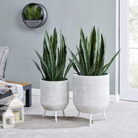 FirsTime & Co. Buena Vista Planter 2-Piece Set, American Crafted, Aged White, Indoor/Outdoor, 14 & 19", Retails $162+