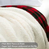 New Buffalo Plaid Sherpa Throw Blanket,Red Black Checkered Throws for Bed Couch Sofa | Soft, Warm, Comfy, Fuzzy, Snuggle | 60x50 Inches