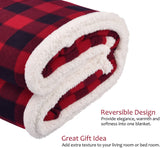 New Buffalo Plaid Sherpa Throw Blanket,Red Black Checkered Throws for Bed Couch Sofa | Soft, Warm, Comfy, Fuzzy, Snuggle | 60x50 Inches