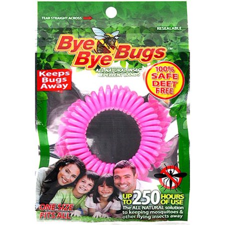 2 Packs Bye Bye Mosquito Bands in resealable bag, PINK! 200+ Hours of use, the all natural solution to mosquitos & insects that bite!