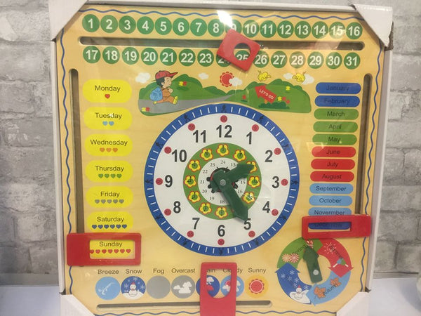 Large 16x16 Children's Educational Wood Activity Wall Hanging Calendar! Retails $24.95