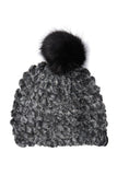 Calvin Klein Chenille Faux Fur Pompom Beanie, one size! Black & Grey! Retails $65+