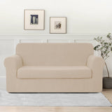 New Wayfair Jacquard High Stretch Box Cushion Two Pieces Loveseat Slipcover in Camel/beige! Retails $142+