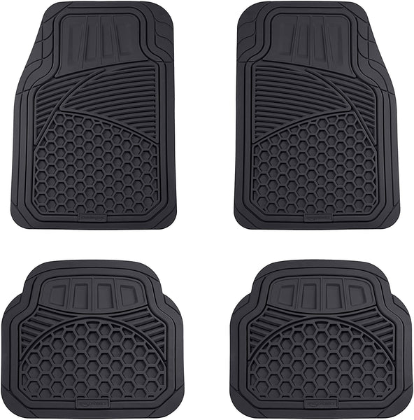 AmazonBasics 4 Piece Heavy Duty Car Floor Mat, Black! Universal, can be trimmed to fit your vehicle!