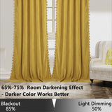 New Soft, Luxurious, Elegant Chic Yellow Velvet Rod Pocket Curtains with Decorative Boho Tassels! Light Reducing, 42 x 96 Inch, 2 Panels Retails $147+