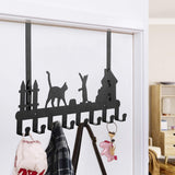 Brand new Oak Leaf Metal Over The Door Hook Hanger with Cute Cat Design, Dual Mounted Coat Rack Organizer for Coat, Hat, Clothes, 8-Hooks, Black! Hang over door or Mount to wall!