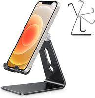 New Adjustable Cell Phone Stand, OMOTON C2 Aluminum Desktop Phone Holder Dock Compatible with iPhone 11 Pro Max Xs XR 8 Plus 7 6, Samsung Galaxy, Google Pixel, Android Phones, Black