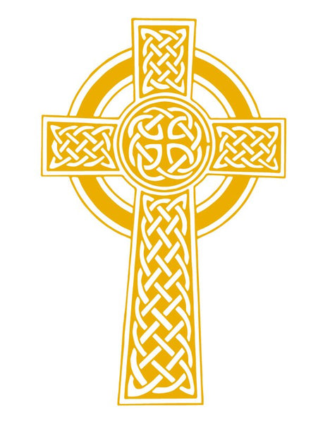 Large 25" High Celtic Knot Cross Wall Decal in Signal Yellow! Retails $79+