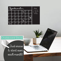 Office Wall Calendar Vinyl Decal, Blackboard Wall Sticker, Monthly Calendar, Office Planner Board 24x36!