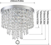 DLLT LED Mini Modern Crystal Chandelier Light, 3-Lights Elegant Flush Mount Ceiling Lamp, Crystal Lights Fixture for Bedroom, Hallway, Kitchen, Bathroom, Living Room