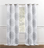 New Chaps Madera Room Darkening Medallion Printed Sateen Grommet Top Curtain Panels, 38"x84", Silver Grey, Set of 2