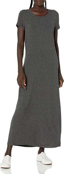 New with tags! Amazon Essentials Women's Short-Sleeve Maxi Dress in Charcoal Heather, Sz M!