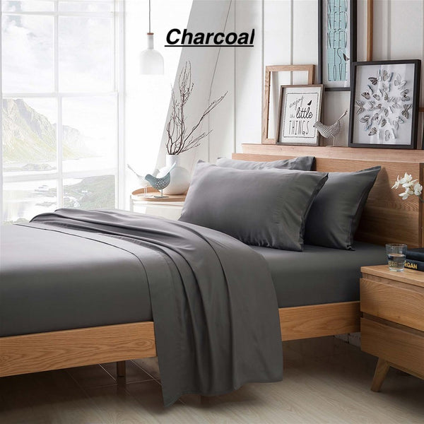 Brand new in package! Bamboo Essence 2800 wrinkle free deep pocket 4 Piece sheet set in Full/Double, Charcoal Grey! Fits Mattresses up to 18" Deep