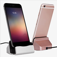 New iPhone Dock Charge & Sync Cradle with built in lightning connector, works with iPhones including 10 & 11. Silver!