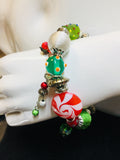 BEAUTIFUL HANDMADE GLASS BEAD ADJUSTABLE HOLIDAY CHEER BRACELET IN HOLIDAY CHEER GIFT BOX WITH VERSE INSIDE! Retail $39.99