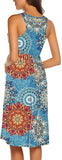 New Women's Mandala Print Summer Dress Casual Sleeveless Flowy Sun Dress with Pockets, pattern as shown in main pic! Size Large