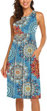 New Women's Mandala Print Summer Dress Casual Sleeveless Flowy Sun Dress with Pockets, pattern as shown in main pic! Size Large