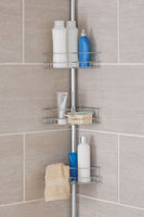 New Mainstays 3-Tier Tension Pole Shower Caddy, 60 in. to 97 in., Chrome
