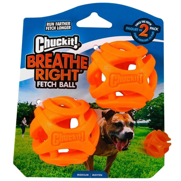 New Chuckit! Breathe Right Fetch Ball 2 Pack For Dogs, Medium