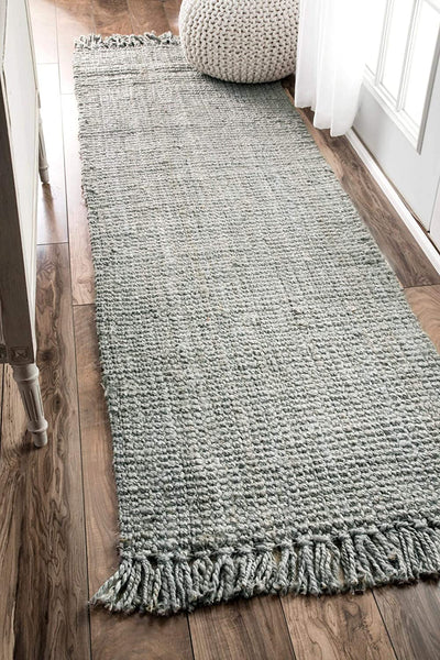 New nuLOOM Handwoven Chunky Loop Jute Area Rug Runner, 2 ft 6 in X 8 ft! Grey! Made in India!