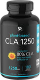New sealed CLA 1250 (Highest Potency) 180 Veggie Softgel Capsules. Vegan Safe, non-GMO and Gluten Free Natural Weightloss Supplement - Made in USA! Exp 11/22