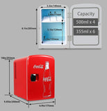 New Vintage Style Coca-Cola Classic Red Portable 6 Can Thermoelectric Mini Fridge Cooler/Warmer, 4 L/4.2 Quarts Capacity, 12V DC/110V AC for home, dorm, car, boat, beverages, snacks, skincare, cosmetics, medication