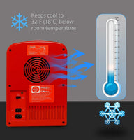New Vintage Style Coca-Cola Classic Red Portable 6 Can Thermoelectric Mini Fridge Cooler/Warmer, 4 L/4.2 Quarts Capacity, 12V DC/110V AC for home, dorm, car, boat, beverages, snacks, skincare, cosmetics, medication