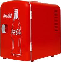 New Vintage Style Coca-Cola Classic Red Portable 6 Can Thermoelectric Mini Fridge Cooler/Warmer, 4 L/4.2 Quarts Capacity, 12V DC/110V AC for home, dorm, car, boat, beverages, snacks, skincare, cosmetics, medication