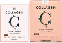 New Rael Bamboo Face Sheet Mask - Collagen Facial Mask with Collagen Essence, Hydrating, Moisturizing (Collagen, 4 Sheets)