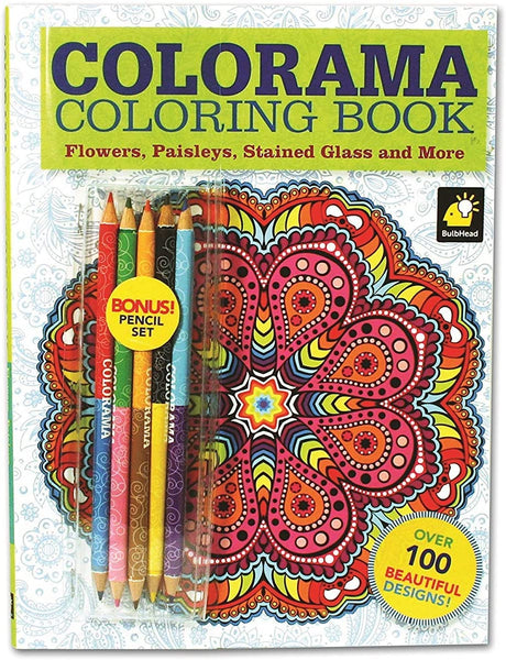 Colorama Colouring Book for Adults with 12 Coloured Pencils, Create Something Wonderful & Relax! Retail $25+