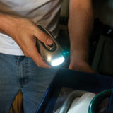 New Compuye hand crank flashlight (silver), never needs batteries!!