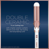 New in box! Conair Double Ceramic Curling Iron; 1 1/2-inch; White/Rose Gold