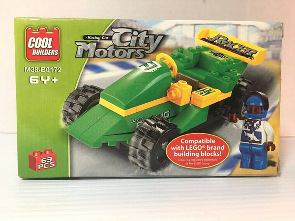 Cool Builders City Motors Racing Car 63 Pieces! Miniature Lego Building kit!