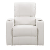 Corliving Home Theatre Single Power Recliner with Stainless Steel Cup Holders & USB Port, White Leather, Retails $988+