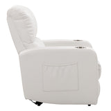 Corliving Home Theatre Single Power Recliner with Stainless Steel Cup Holders & USB Port, White Leather, Retails $988+