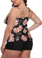 New New Yonique Women's Plus Size Tankini Swimsuit with Shorts In Coral Floral, Tag says 4X, fits like 1X/2X!