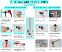 Stretchable L-Shaped Shower Curtain Rod - 304 Stainless Steel Corner Rod No Drill Install