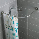 New Stretchable 304 Stainless L Shaped Bathroom Bathtub Corner Shower Curtain Rod Rack Drill Free Install, Bathroom, Clothing Store, Private Space Wall (29.52"-37.4"x 29.52"-37.4")