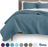 Bare Home Premium 3 Piece Coverlet Set - Full/Queen Size - Diamond Stitched - Ultra-Soft Luxurious Lightweight All Season Bedspread (Full/Queen) Coronet Blue
