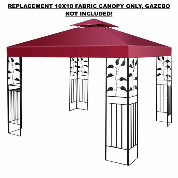 New Wayfair item! Costway 10' X 10' Gazebo Top Cover Patio Canopy Replacement 2-tier in Wine Red! UV Protection & Water Repellant! Retails $95+