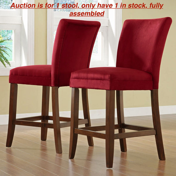 Cranberry Tufted Counter Stool! Includes 1 stool, only have 1 in stock! 24" Seat Height! Fully Assembled!