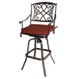 Crestlive Products Patio bar stool Aluminum Frame In Antique Brown Finish Metal Swivel Bar Stool with Red Sunbrella Fabric Cushioned Seat! Retails $290US+