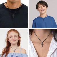 New HSWYFCJY Cross Necklace, Unisex, Black Stainless Steel Plain Cross Pendant Necklace, 21 inch!