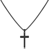 New HSWYFCJY Cross Necklace, Unisex, Black Stainless Steel Plain Cross Pendant Necklace, 21 inch!