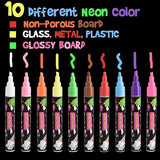 New Cualfec Liquid Chalk Marker 6mm Round Tip and Chisel Tip 10 Vibrant Color Special for DIY Chalkboard Water Based Non-Toxic Easy Wet Erase