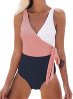 New CUPSHE Women's One Piece Swimsuit Wrap Color Block Tie Side Bathing Suit, Sz XXL!