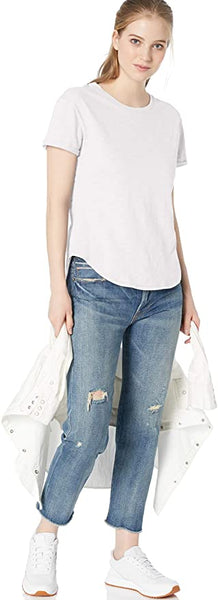 New with tags! Daily Ritual Women's Lived-in Cotton Roll-Sleeve Crewneck T-Shirt, White,Large