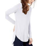 New Daily Ritual Women's Jersey Long-Sleeve Scoop Neck Shirt, White, Sz L!