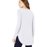 New Daily Ritual Women's Jersey Long-Sleeve Scoop Neck Shirt, White, Sz L!