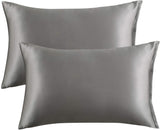 New Luxurious Satin Pillow Cases 2 Pack- Dark Grey Pillowcase for Hair and Skin Queen 20x30 Inches Satin Pillow Covers with Envelope Closure, Dark Grey